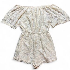 BB Dakota Cream White Lace Off The Shoulder Romper Women’s Size Medium